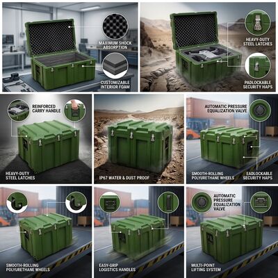 IP67 Su geçirmez Rotomolded Araç Kutusu EPDM Sıfırlı Paket LLDPE Deniz Dış Hizmetleri için Taşınabilir Ekipman Depolama