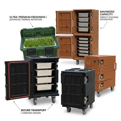 Rotomolded Gıda Taşıyıcı 95L Askeri Sınıflı İzole Gıda Taşıyıcı Kutusu Ağır Güçlü GN Taşıyıcı