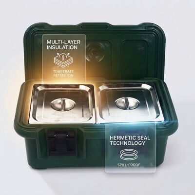 Cart-Mounted Insulated Hot Food Container for Troop Feeding Mass Catering