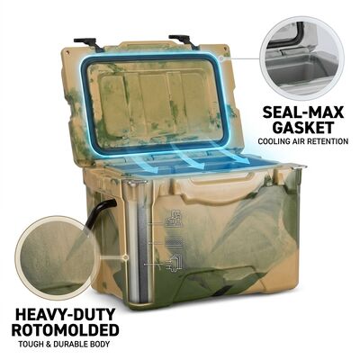 Taşınabilir 38L Rotomolded Soğutucu Kutu Outdoor Buz Sandığı Sızdırmaz Tahliye Tıpalı Aile Piknik Soğutucu
