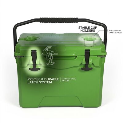 Taşınabilir 38L Rotomolded Soğutucu Kutu Outdoor Buz Sandığı Sızdırmaz Tahliye Tıpalı Aile Piknik Soğutucu