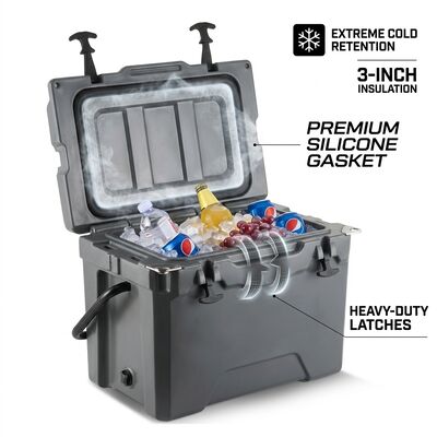 Tekerlekli 80L Rotomolded Soğutucu Kutusu Ağır Görevli Buz Sandığı Uzun Buz Tutma Çekici Yakalama Balıkçılık