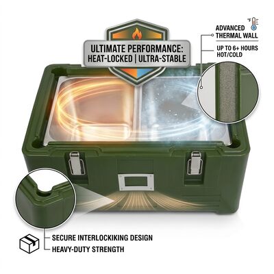 Sıcaklık tutma 45L yalıtımlı Gıda Pan Taşıyıcı GN Pan Catering Termal Transport Box