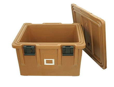 Ayrılabilir kapağı 65L Tekerlekli yalıtımlı Gıda Taşıma Konteyneri Dört Caster Rotomolded Catering Box