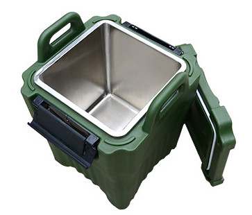 Askeri 40L İzoleli Çorba Taşıyıcı SS İçinde İstiflenebilir Kare