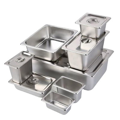 650x530mm Paslanmaz Çelik Yemek Servis Tavaları Otel Restoran Malzemeleri
